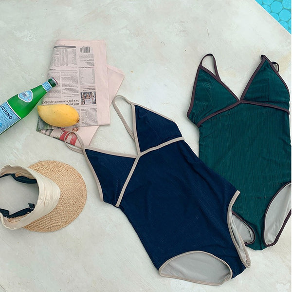 New One Piece Monokini Backless Sling Strap Wireless Padded Bra Push Up Swimsuit