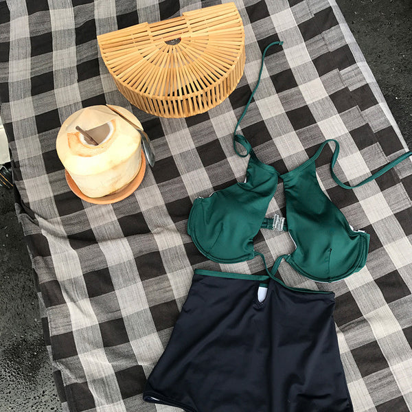 Beach Sexy Retro Design Stylish Hollow Out High Waist Women Swimsuit