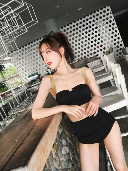 Sexy Retro High Waist Strap Swimming Bikini Bathing Suit Triangle