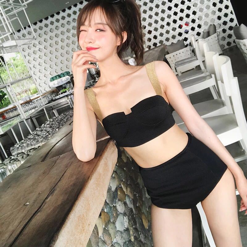 Sexy Retro High Waist Strap Swimming Bikini Bathing Suit Triangle