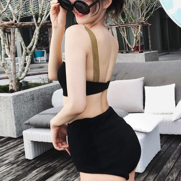 Sexy Retro High Waist Strap Swimming Bikini Bathing Suit Triangle