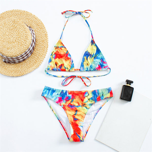 New Edition Version Ladies Sexy Color Colorful Printed Lace Triangle Bikini