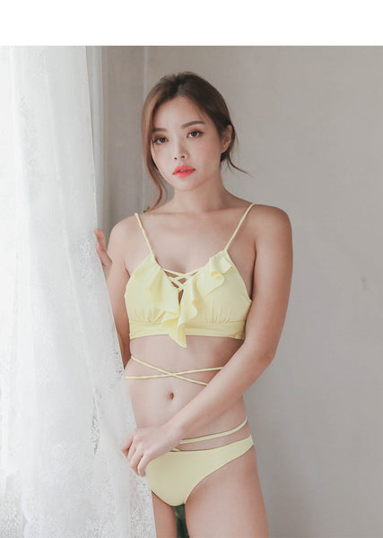 Sexy Attractive Women Bikini Hollow Line Bandage Two Piece Set Swimsuit