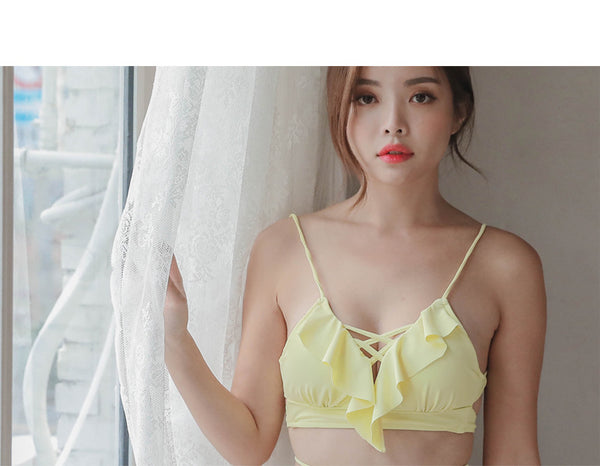 Sexy Attractive Women Bikini Hollow Line Bandage Two Piece Set Swimsuit