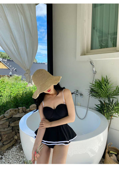 Retro Black Sexy One Piece Push Up Swimsuit Bathing Monokini Beach Swimsuit