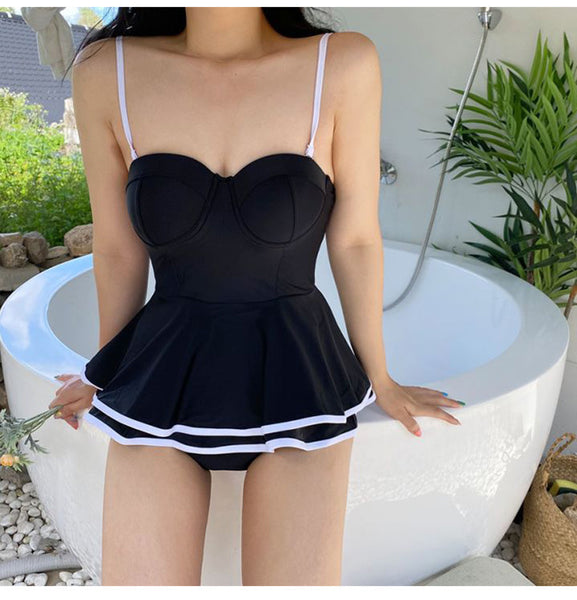 Retro Black Sexy One Piece Push Up Swimsuit Bathing Monokini Beach Swimsuit