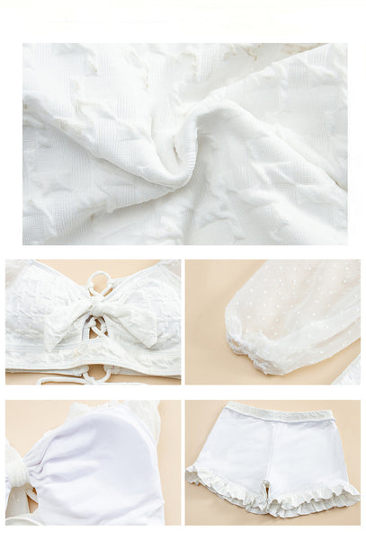 Sexy Two Piece Summer Front Bow Back Tie High Waist Sweet Women Swimsuit