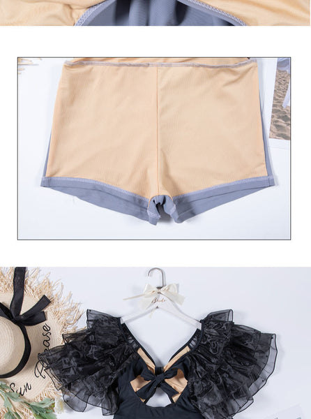 Fairy Sweet Special Sexy Backless High Waist Skirt One Piece Ruffle Shoulder Swimsuit