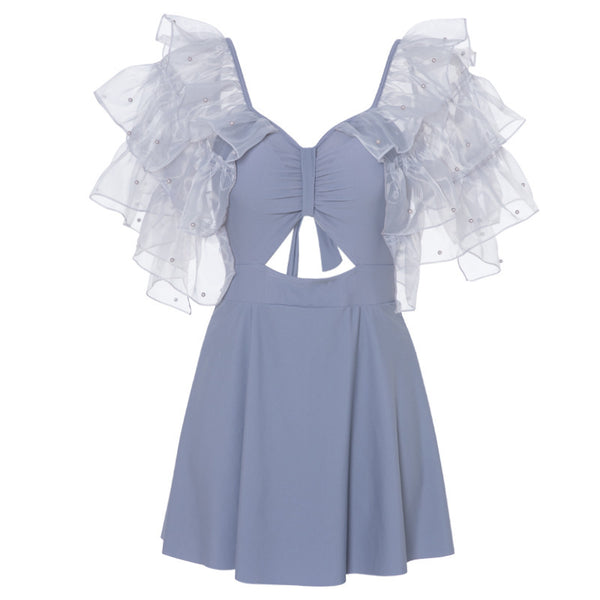 Fairy Sweet Special Sexy Backless High Waist Skirt One Piece Ruffle Shoulder Swimsuit