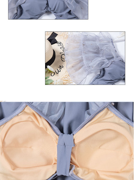 Fairy Sweet Special Sexy Backless High Waist Skirt One Piece Ruffle Shoulder Swimsuit