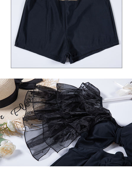 Fairy Sweet Special Sexy Backless High Waist Skirt One Piece Ruffle Shoulder Swimsuit