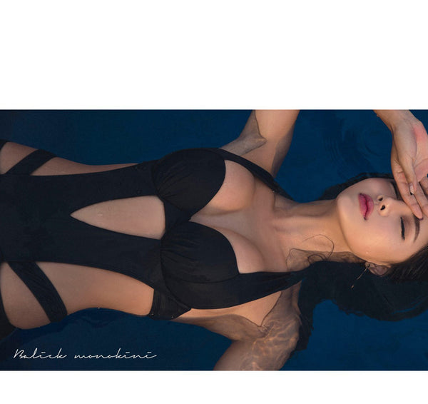 Sexy Women High Cut Backless One Piece Bandage Cross Hollow out Swimsuit Swimwear