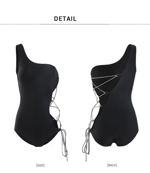 Extra Large Size Bikini High Side Slit One Piece Monokini Women Summer Swimsuit