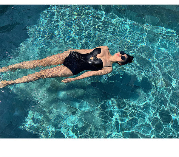 Beach Sunny Day Women Swimsuit Solid Color One Piece Sexy Wrap Bust Bikini Swim Suit Swimwear