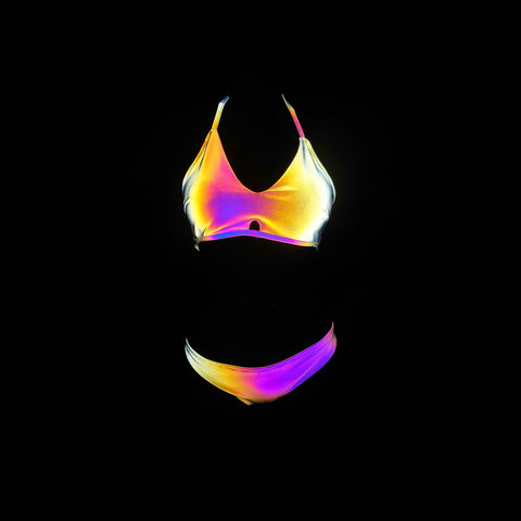 Amazing Sexy Beach Vacation Reflection Colorful Luminous Backless Halter Beautiful Two Piece Bikini Swimsuit