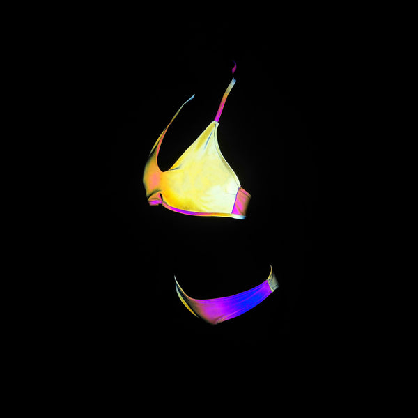 Amazing Sexy Beach Vacation Reflection Colorful Luminous Backless Halter Beautiful Two Piece Bikini Swimsuit