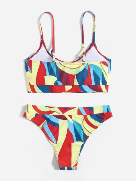 Fairy Sexy Stylish Large Size Strappy Multicolor Colorful High Waist Bikini Swimsuit Bottoms Swimwear Set