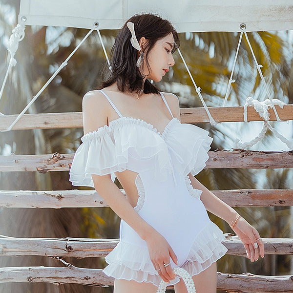 Fairy Vacation Ruffle Lotus Leaf Siamese Shorts Bathing Suits Hot Springs Beachwear Swimsuit