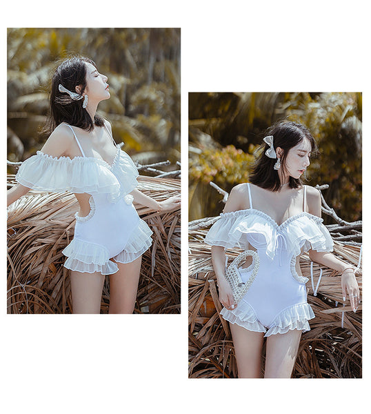 Fairy Vacation Ruffle Lotus Leaf Siamese Shorts Bathing Suits Hot Springs Beachwear Swimsuit