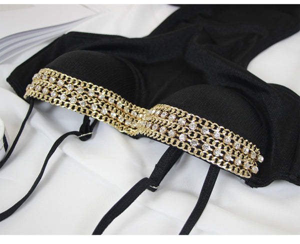 One Piece Spaghetti Strap Low Cut Sweetheart Neckline Push Up Side Split Waist Monokini Swimwear