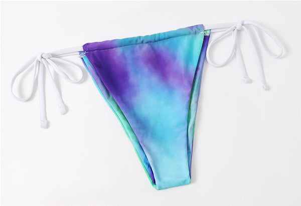Hot Sales Sexy Women 3 in 1 piece Bathing Suit Color Side Bow Tie Dye Triangle Bikini Skirt Set