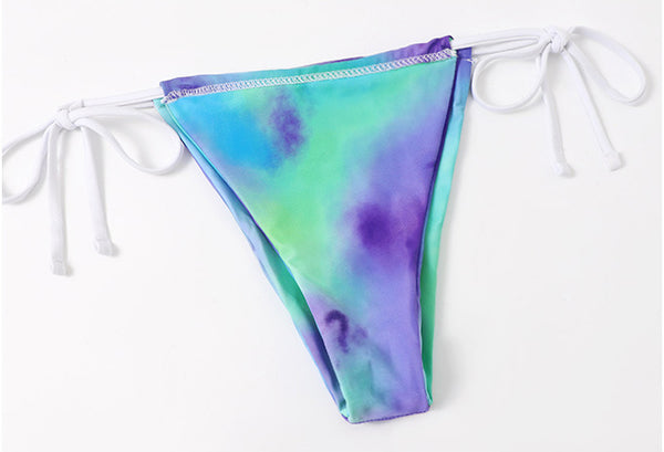 Hot Sales Sexy Women 3 in 1 piece Bathing Suit Color Side Bow Tie Dye Triangle Bikini Skirt Set