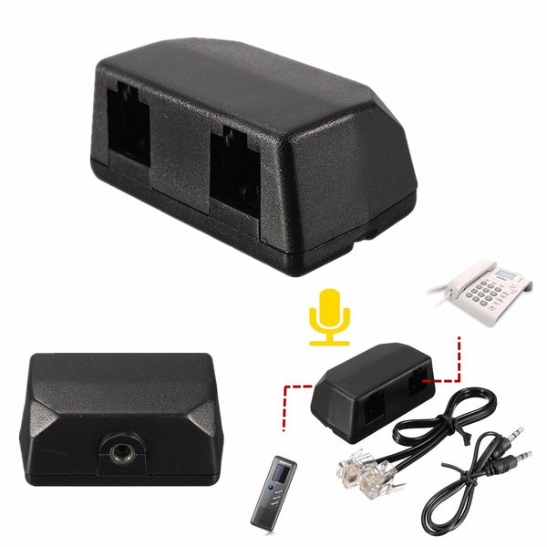 Black 3.5mm Dictaphone Telephone Recording Adapter for Digital Voice Recorder