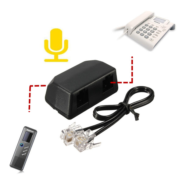 Black 3.5mm Dictaphone Telephone Recording Adapter for Digital Voice Recorder