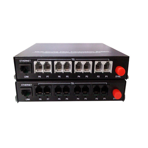 8 Port PCM Voice Telephone Fiber Optical Media Converters Transmitter Receiver