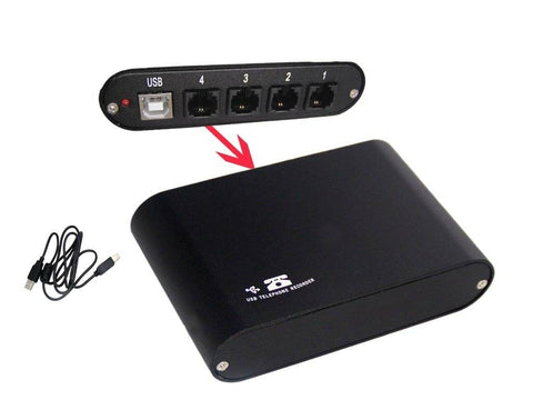 PC USB 4 Port Telephone Phone Call CRM Management Recorder Logger Recording box