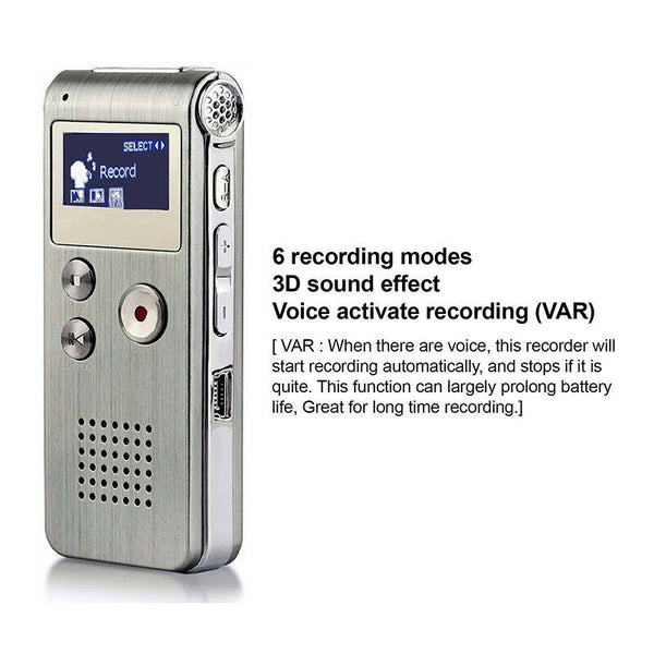 Digital Mini USB Rechargeable Voice Recorder Audio Recording Device 8GB