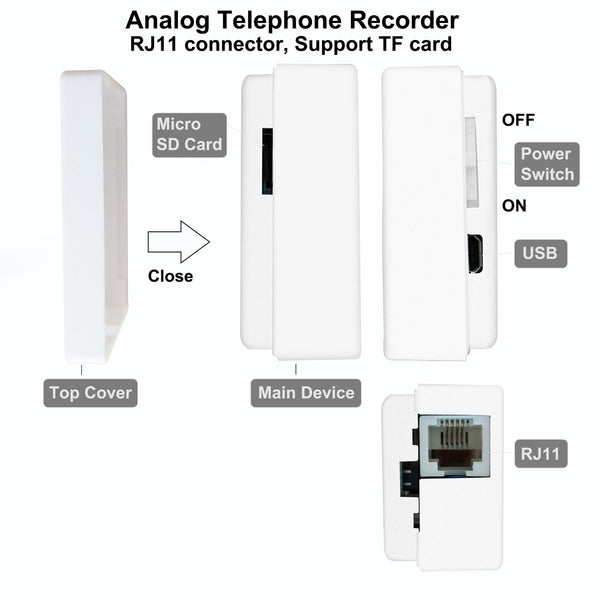 Micro Telephone Recorder USB Telephone Phone Voice Recorder No PC Required