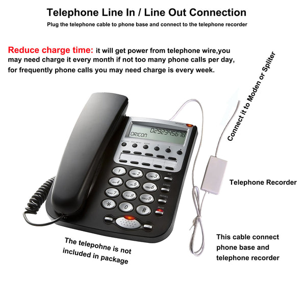 Micro Telephone Recorder USB Telephone Phone Voice Recorder No PC Required