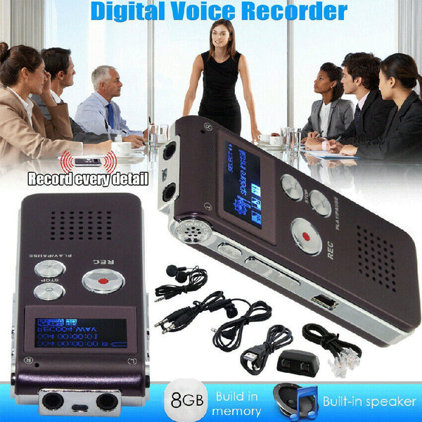 Voice Activated Recorder Digital Audio Sound Dictaphone Telephone Phone Player