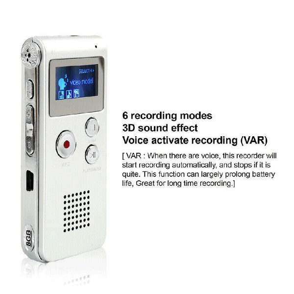Voice Activated Recorder Digital Audio Sound Dictaphone Telephone Phone Player