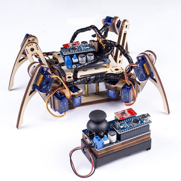 Remote Control Crawling Quadruped Wood Robot Learning Kit for Arduino Nano Board