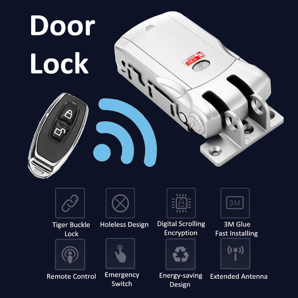 Remote Control Door Safety Lock Wireless Anti Theft Home Security Keyless Opener