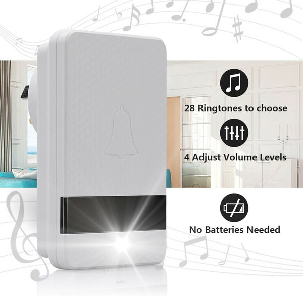 No Battery Need Waterproof Door Bell LED Wireless Doorbell Self-Powered Doorbell