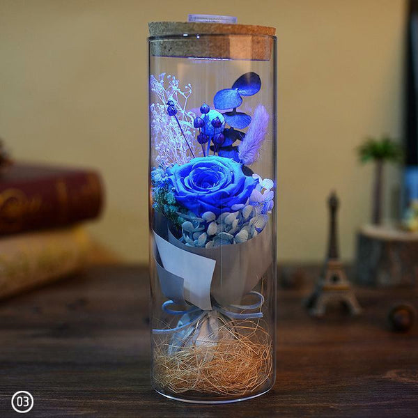Remote Control Forever Flower Rose Preserved Immortal Fresh Glass Couple Gift
