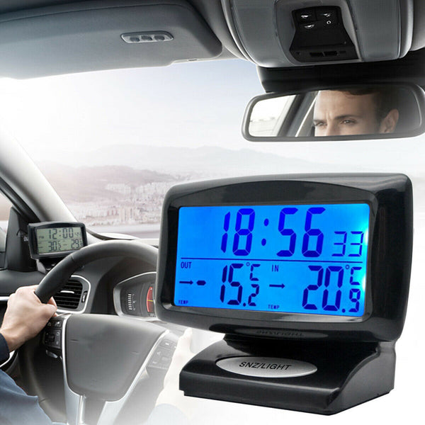 Electronic Clock Inside Outside Temperature Gauge Car Truck Vehicle Thermometer