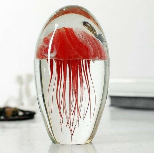 Handmade Glow Jellyfish Glass Crystal figurine Festival Gift Collection Decors
