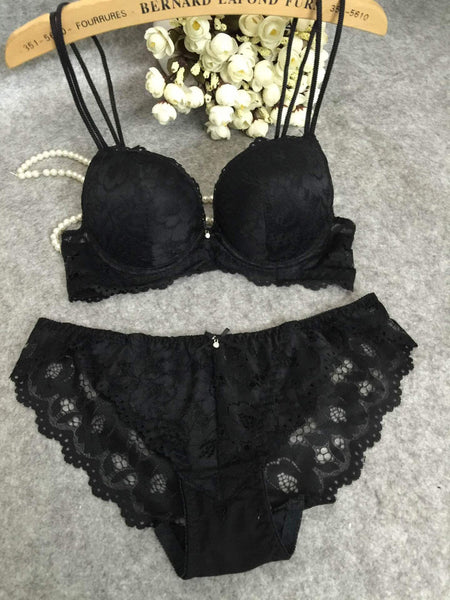 Bralette Set for Women Lace Goddess Lingerie 2 Piece Bra and Panties All Colors