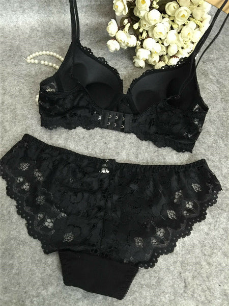Bralette Set for Women Lace Goddess Lingerie 2 Piece Bra and Panties All Colors