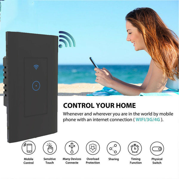 US EUR Smart WiFi Light Switch Wall WiFi APP Control Work Alexa Google Home