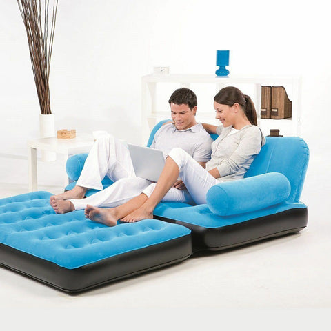 Inflatable Air Sofa Couch Pull-Out Folding Sleeper Bed w/ Pump Camping Airbed