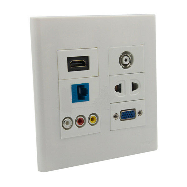 HDMI VGA 3 RCA Composite Wall Plate Audio Video Outlet Mount Socket Face