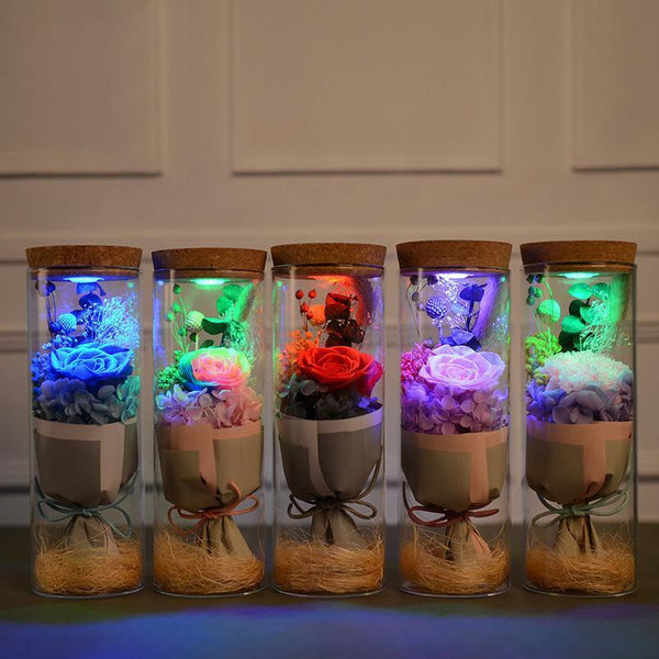 Remote Control Forever Flower Rose Preserved Immortal Fresh Glass Couple Gift