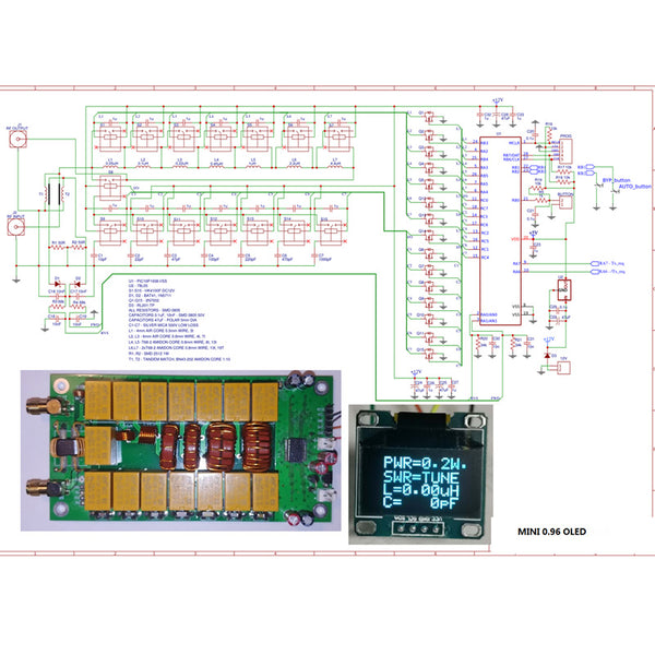 DIY Kits 1.8 to 50 MHz Mini Automatic Antenna Tuner by 0.96" 7x7 OLED Firmware