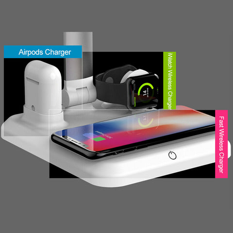 4 in 1 LED Wireless Charger Desk Lamp 3Modes Touch Dimmable w/USB Charging Port