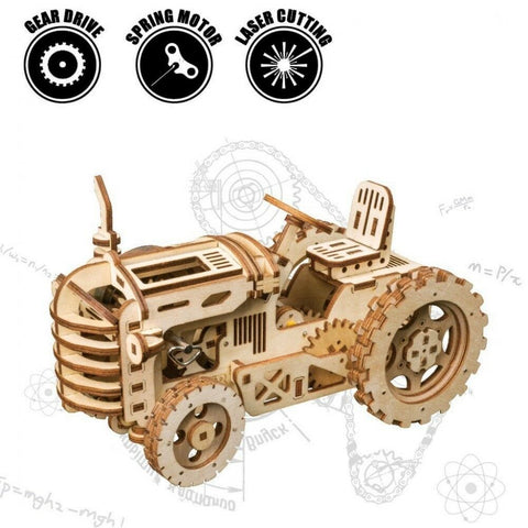 3D puzzle tractor wooden Wooden Laser Cut Gear Craft Kit DIY KIds Toy